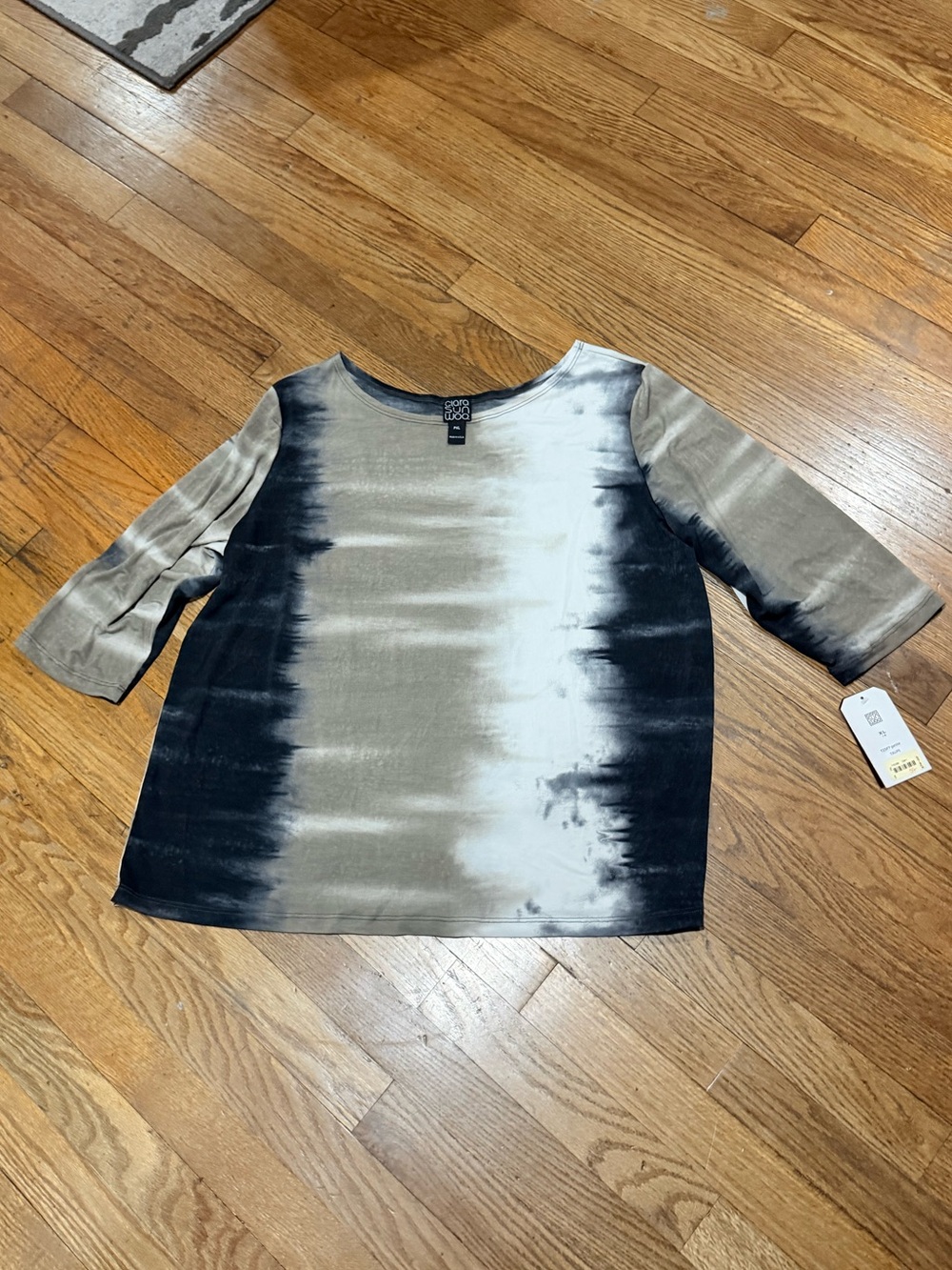 Clara Sunwoo Taupe/Black Tie Dye Tunic Top PXL